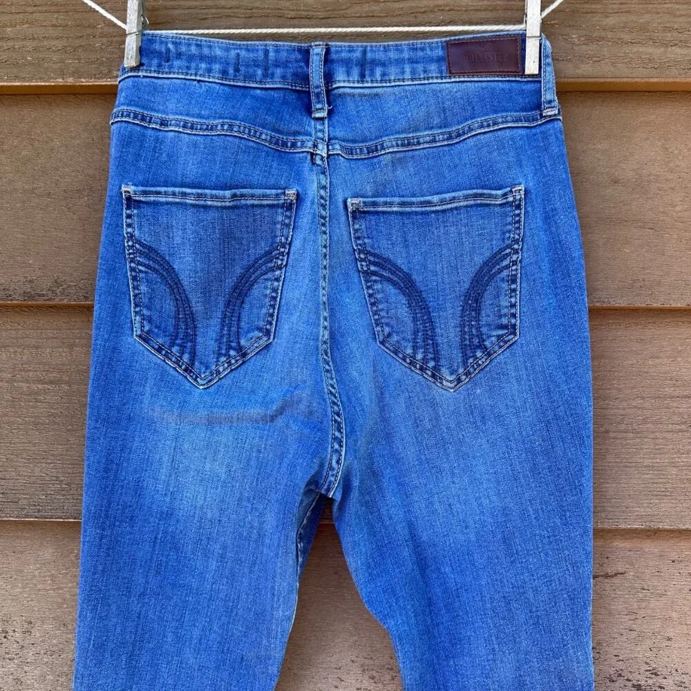 Hollister Curvy Ultra High-Rise Super Skinny Womens Ripped Blue Jeans W28 L30 Si - Picture 8 of 12